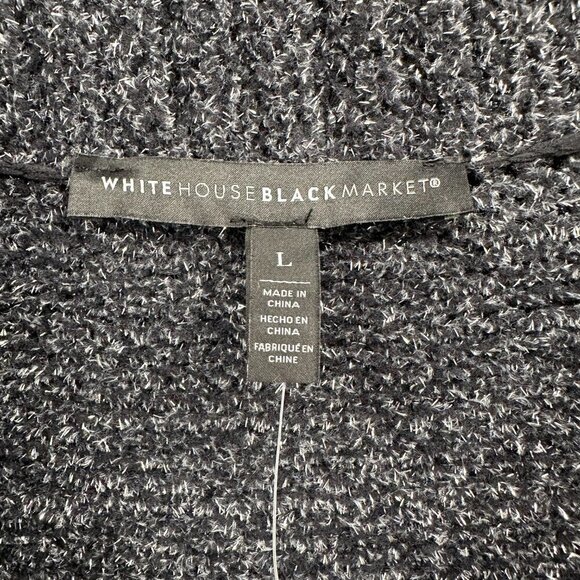 WHBM Black Sparkle Chenille Shimmer Relaxed Hem Cowl Neck Large Sweater NWT - Picture 5 of 10